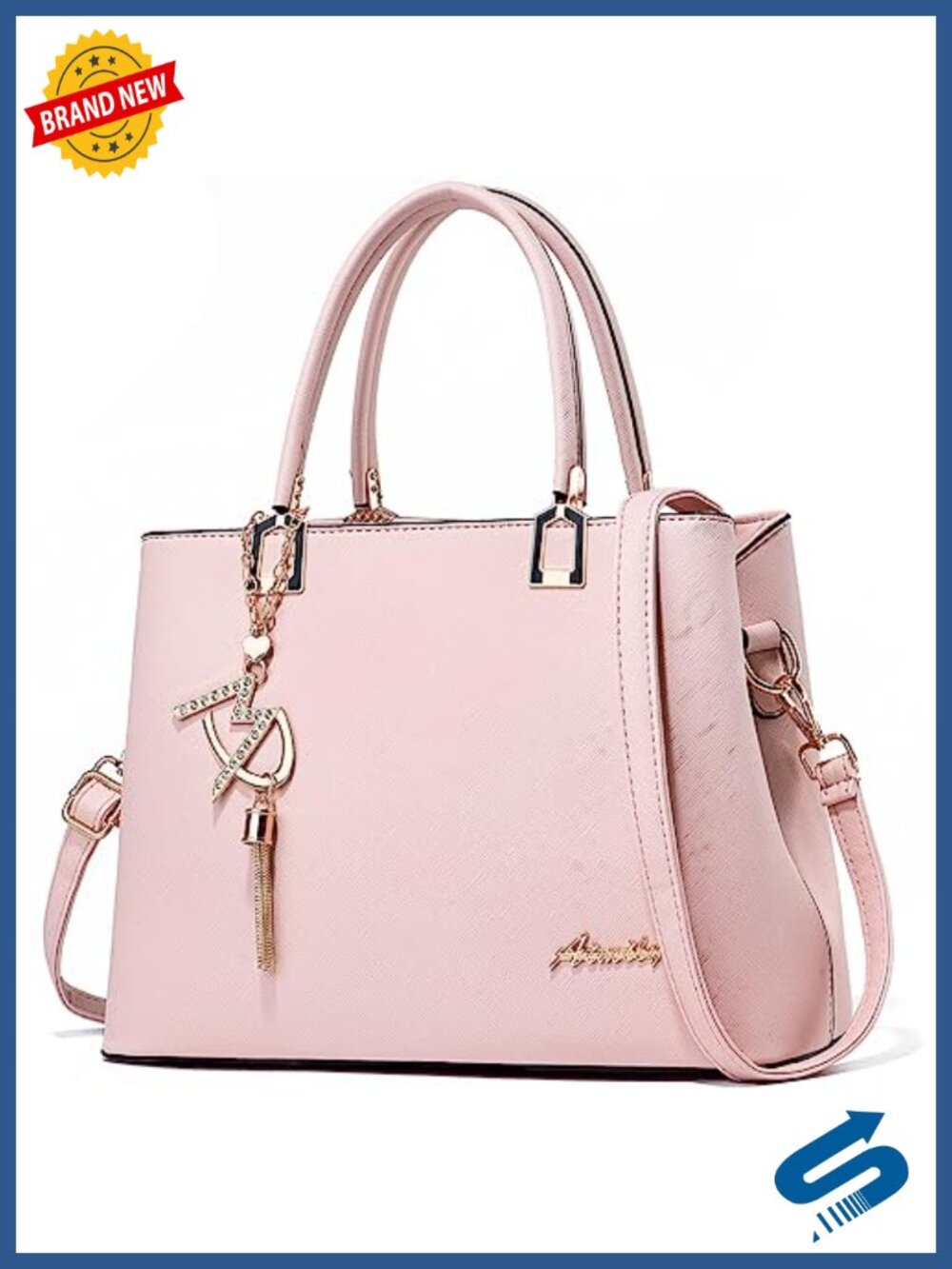 PU Leather Satchel Tote Bag with Crossbody Strap, Shoulder Bag